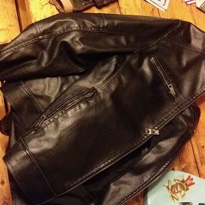 Guess leather biker jacket with removable hood